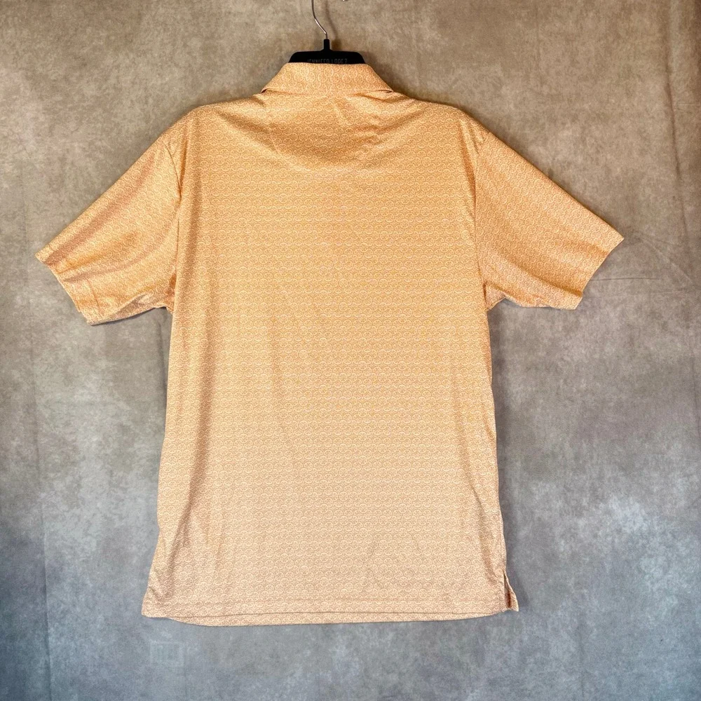 Pro Tour Polo Shirt Mens Medium Orange Citrus Slice Print Coolplay Activewear